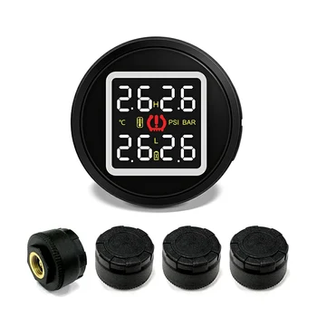 

Cigarette Lighter Tire Pressure Car TPMS Tire Pressure Alert and Temperature Monitoring System with USB Socket 4 External Sensor