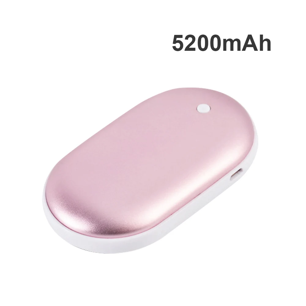 rose glod-5200mAh 2 в 1 портативный USB Перезаряжаемый электрический грелка для рук карманный внешний аккумулятор зимний двусторонний нагревательный внешний аккумулятор для подарка на год - Цвет: rose glod-5200mAh
