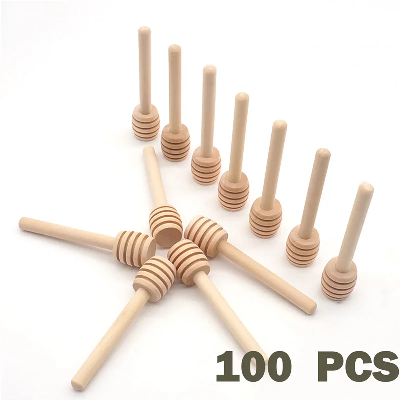 10/50/100pcs 미니 나무 꿀 국자 스틱 포장 된 꿀 항아리 분배 이슬비 나무 교반기 꿀 주방 교반 도구 70%