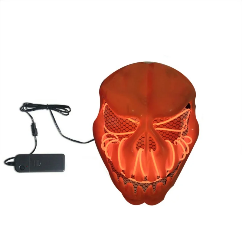 LED Light Up Mask Halloween Decorative Pumpkin Skull Masks Glow Party Favors Cosplay Costume Supplies Battery Not Included