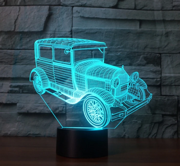 [Seven Neon] игрушечный автомобиль автобус винтажный автомобиль акриловая 7 цветов Настольная лампа 3D лампа Новинка Светодиодный Ночник светильник Сокол миллениума светильник