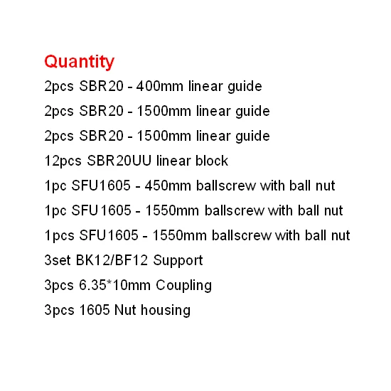 SBR20- 400 1500 1500 SBR20 SBR16 комплект линейной направляющей+ SFU1605 шариковый винт комплект BK12/BF12 гайка Корпус муфта с ЧПУ Запчасти - Цвет: SBR20- 400 1500 1500