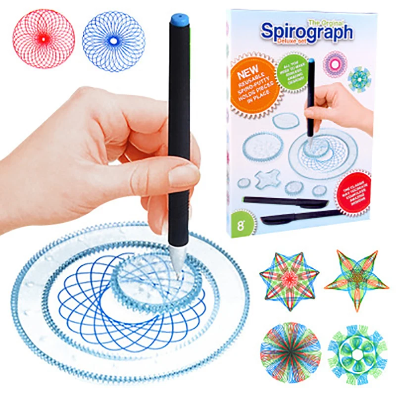 22pcs Spirograph Drawing Toys Set Interlocking Gears & Wheels Drawing Accessories Creative Educational Toy For Children