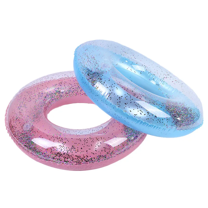 

55cm Transparent Life Buoy Inflatable Swim Tube Glitter Raft Round Swim Ring for Summer Pool