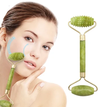 

Slimming Face Massager Jade Face Roller Double Head Green Facial Massage Roller Eye Face Neck Thin Wrinkle Removal Face Lifting