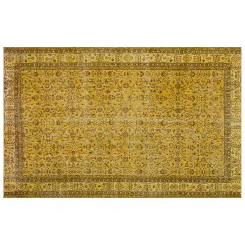 

Handmade Yellow Vintage Overdyed Turkish Area Rug 194x301 Cm-6'4''X9'11''