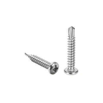 

uxcell 100pcs #10 x 1" Self Tapping Screws 410 Stainless Steel Phillips Pan Head Self Drilling Screws for DIY House Making