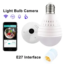 Bulb Lamp Wifi Mini Camera 960P Home Security Wireless IP Cam Panoramic FishEye 360 Degree Night Vision Motion Detection Camera
