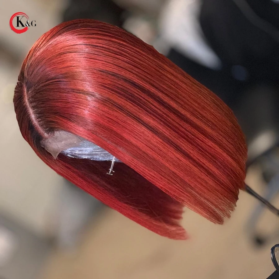 KungGang13* 6 "-14" Кружевные передние человеческие волосы боб парики с детскими волосами бразильские не Реми средний коэффициент 130-150 плотность
