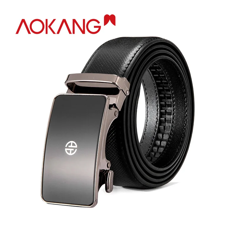 

AOKANG 2019 Men Belts Genuine Leather Business Strap Adjustable Male Belts Metal Smooth Buckle Leather Belt Man style