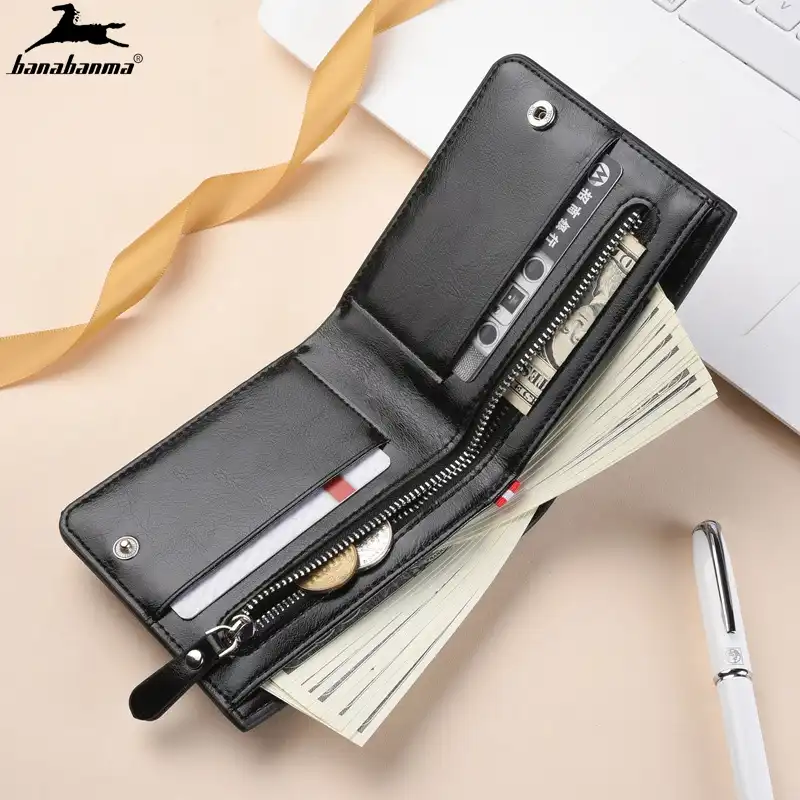 Billeteras Vintage de cuero para hombre, Cartera de marca de lujo con  monedero, bolsa con cierre, monedero pequeño, billetera con Clip para  billetes|Carteras| - AliExpress