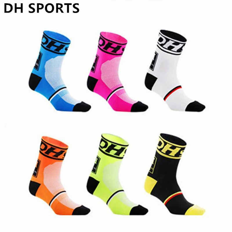 DH Sports Medias para ciclismo profesionales para hombre, calcetines para ciclistas masculinos para deporte de calidad y marca profesional, transpirables para bicicleta o carreras al aire libre material nylon