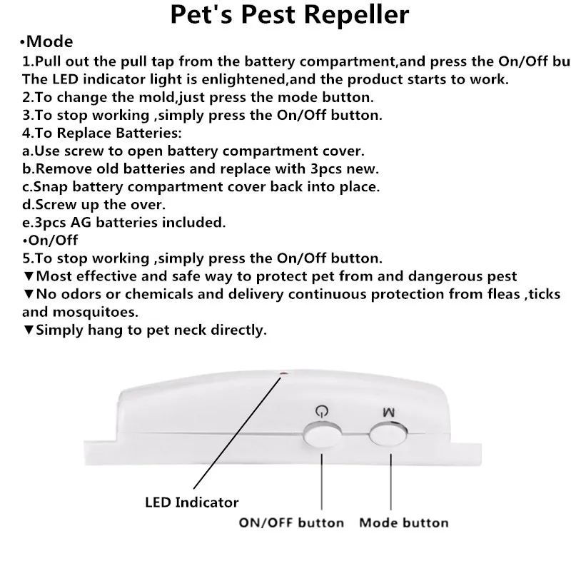 Dog Cat Pet Pest Control Mosquitoes Trap Fly Tick Insect Killer Collar Mosquito Repellers Reject Flea Ultrasonic Repellers