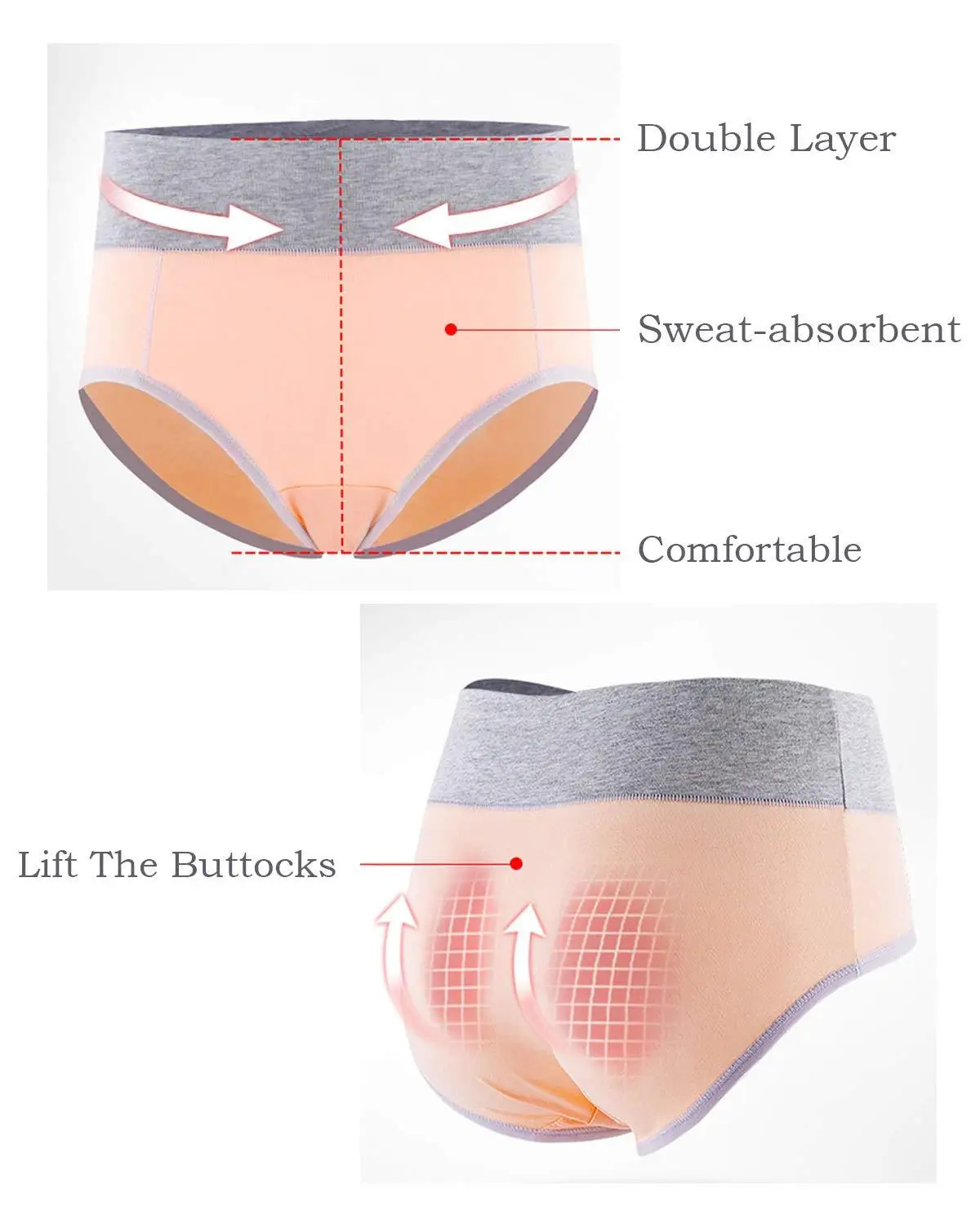 Women's Soft Cotton Underwear Panties,Mid-High Waist Comfortable Breathable Hipster Briefs