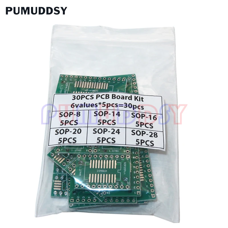 PCB Board Kit SOP24 SOP8 SOP14 SOP16 SOP20 SOP28 SMD Turn To DIP Adapter Converter Plate SOP 8 14 16 20 24 28 30PCS pcb kit board pcb board