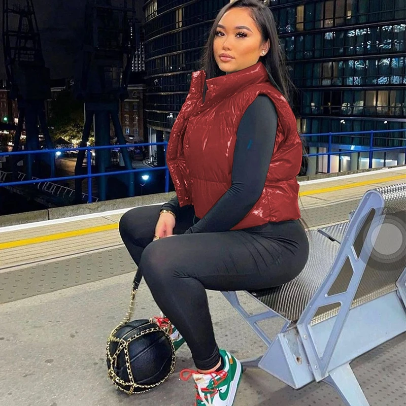 New Spring Winter Solid Down Vest Coat Women Fashion Warm Sleeveless Softwear Parkas High Collar Waistcoat Casual Female Outwear