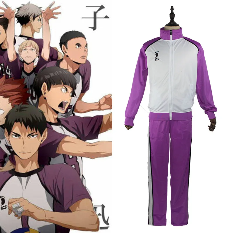 

Haikyuu High School Uniform Coat Jacket Pants Sportswear Volleyball Jerseys Anime Cosplay Costumes Ushijima Wakatoshi