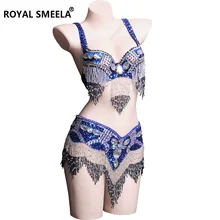 Женский комплект для танца живота, костюм, одежда для танца живота, сексуальный ночной танец, танец живота, карнавальные топы, цепочка, бюстгальтер, пояс, WY8608