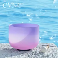CVNC 1PC 8 Inch B or F Note Candy Colored Frosted Quartz Crystal Singing Bowl for Yoga Sound Healing Instrument Playing