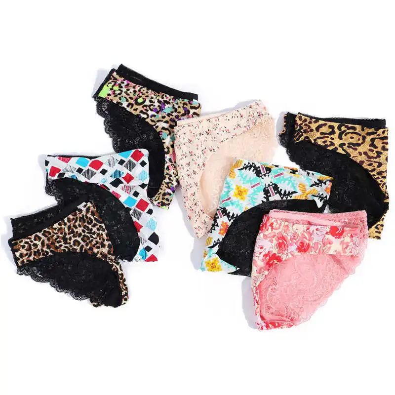 high waist panties Women Sexy Lace Pantie Cotton Seamless Breathable Leopard Sexy Lingerie Ice Silk Fashion Underwear cute panties