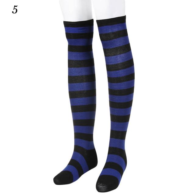 Elastic Over Knee Stripe Stockings Women Warm Fashion Knitted Cotton Cute Long Socks Casual Thigh High 12 Colors