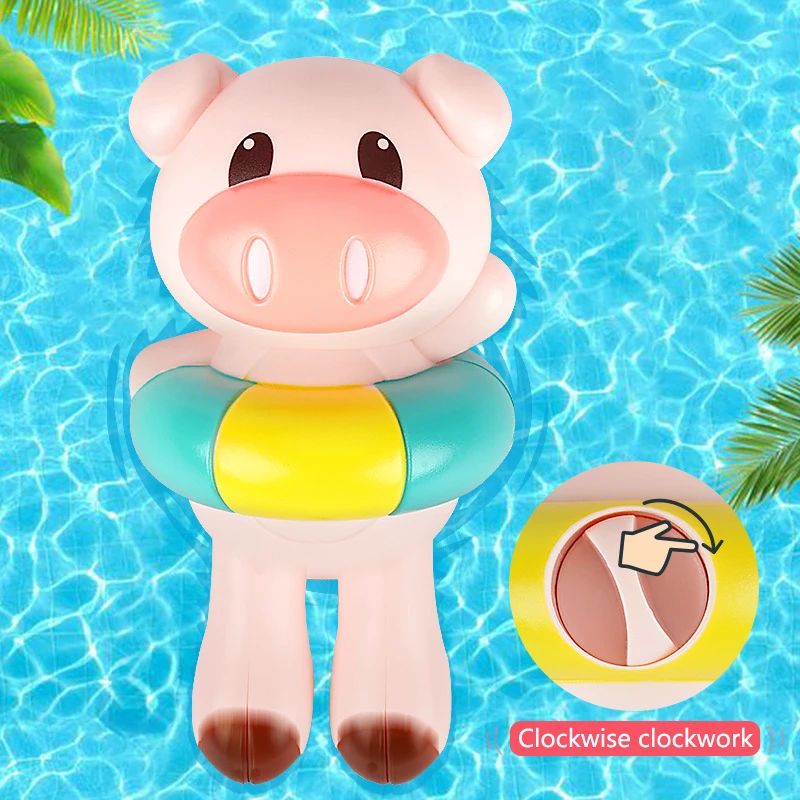 Душ детские игрушки для ванной пластиковый мультфильм свинья пружина для волос игрушки для плавания детские игрушки заводные Backstroke свинья детские игрушки для ванной подарок