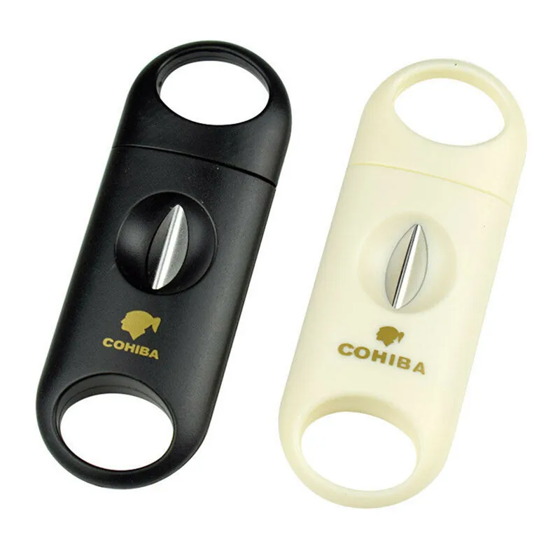 

COHIBA Plastic Handle Stainless Steel V Shaped Blade Cigar Cutter Scissors Sharp Sigaar Cutting Tool Cigars Guillotine Pocket
