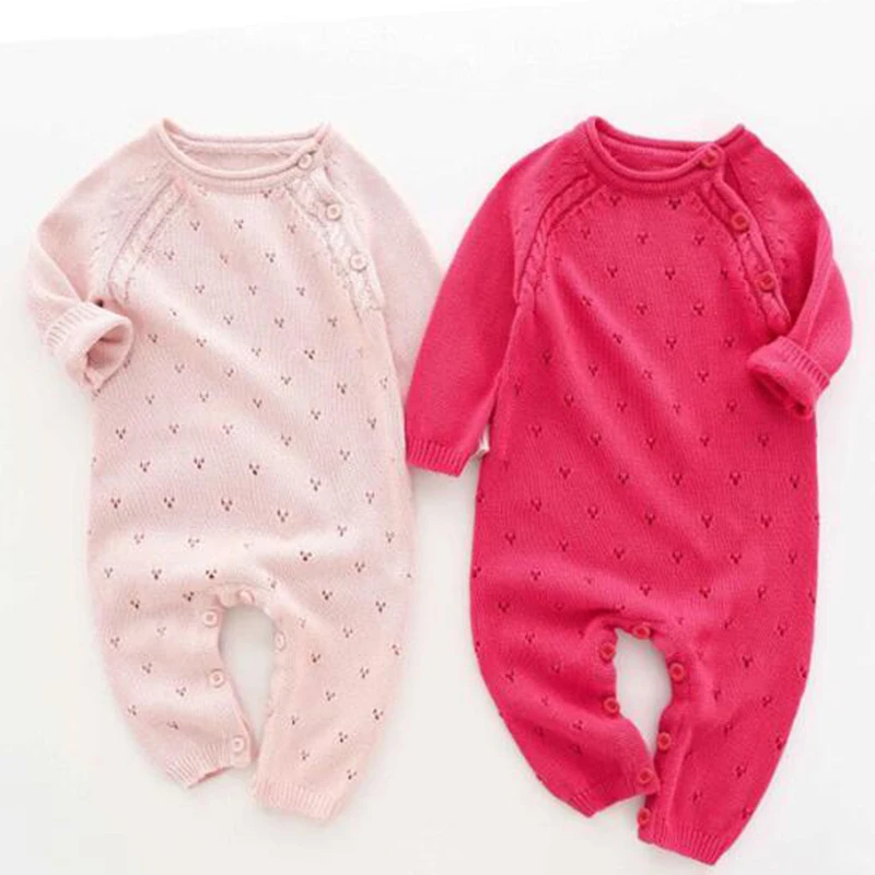Baby Knitted Rompers Pure Cotton Babies Clothing Newborn Baby Girls Knitting Princess Long Sleeves Autumn Jumpsuit Knitwear baby rompers baby jumpsuit cotton jumpsuit baby clothing