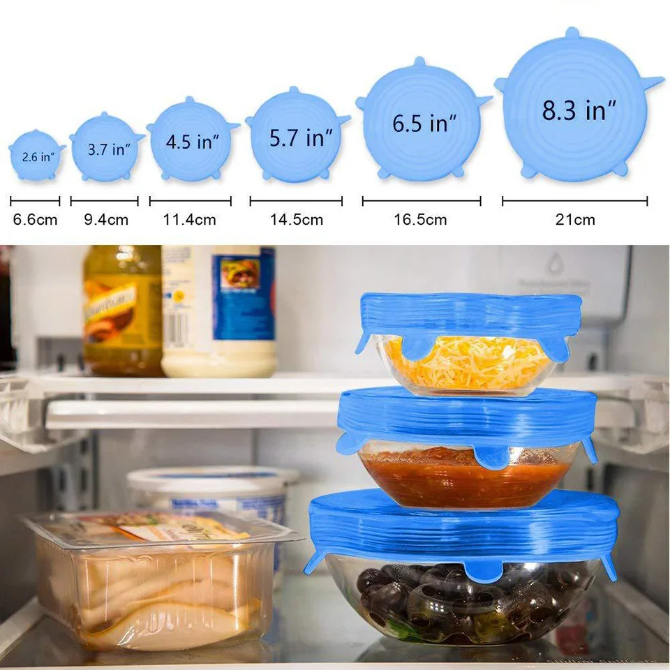 6/12 шт. силиконовых кейсов стрейч многоразовые крышки Еда Обёрточная бумага Чаша Пот крышкой силиконовый чехол для свежих продуктов уплотнения эластичные силиконовые кухонные крышки кухонная посуда