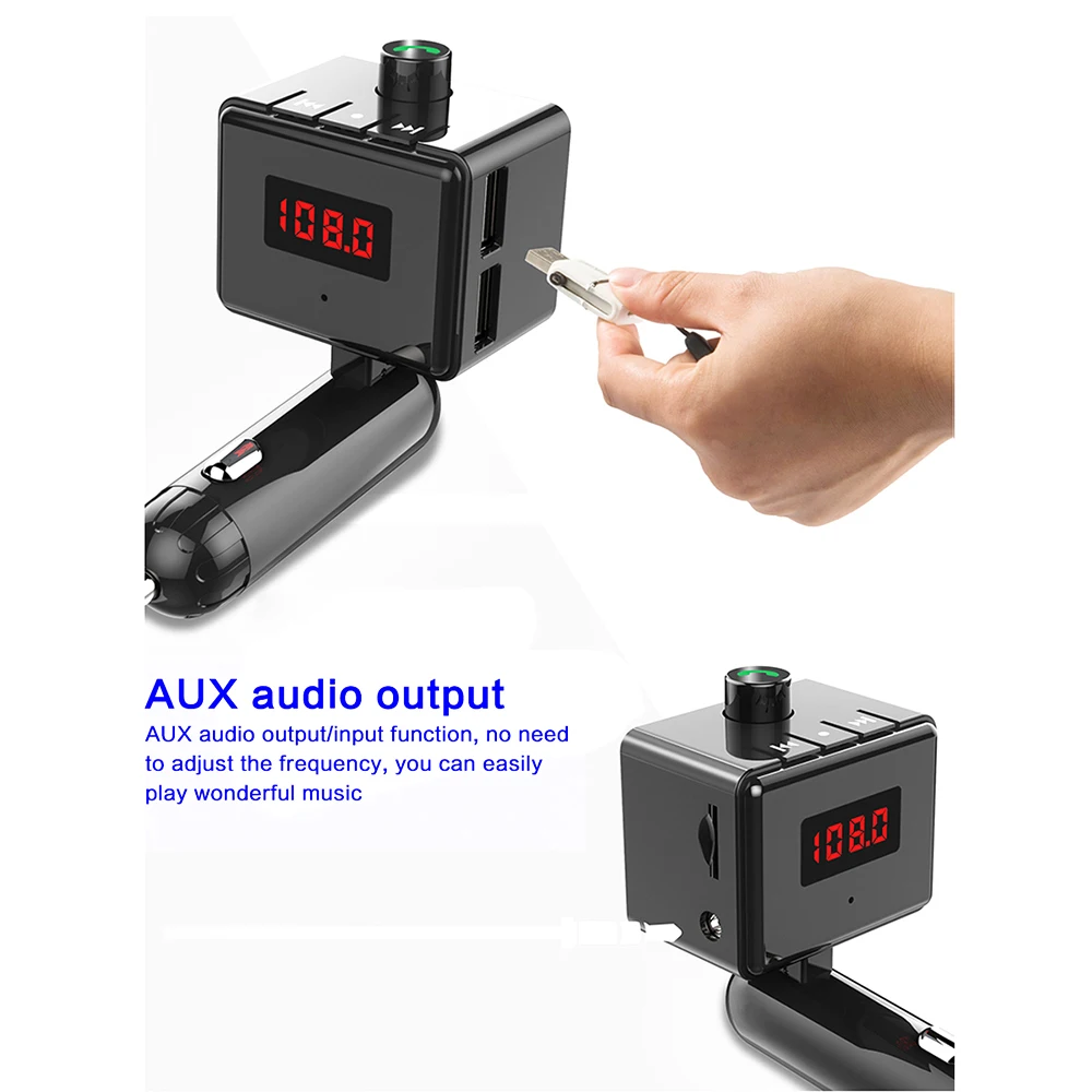 Автомобильное зарядное устройство Bluetooth Aux интерфейс MP3-плеер вращающийся USB порт BS6 беспроводной Аксессуары для мобильных телефонов Колыбель
