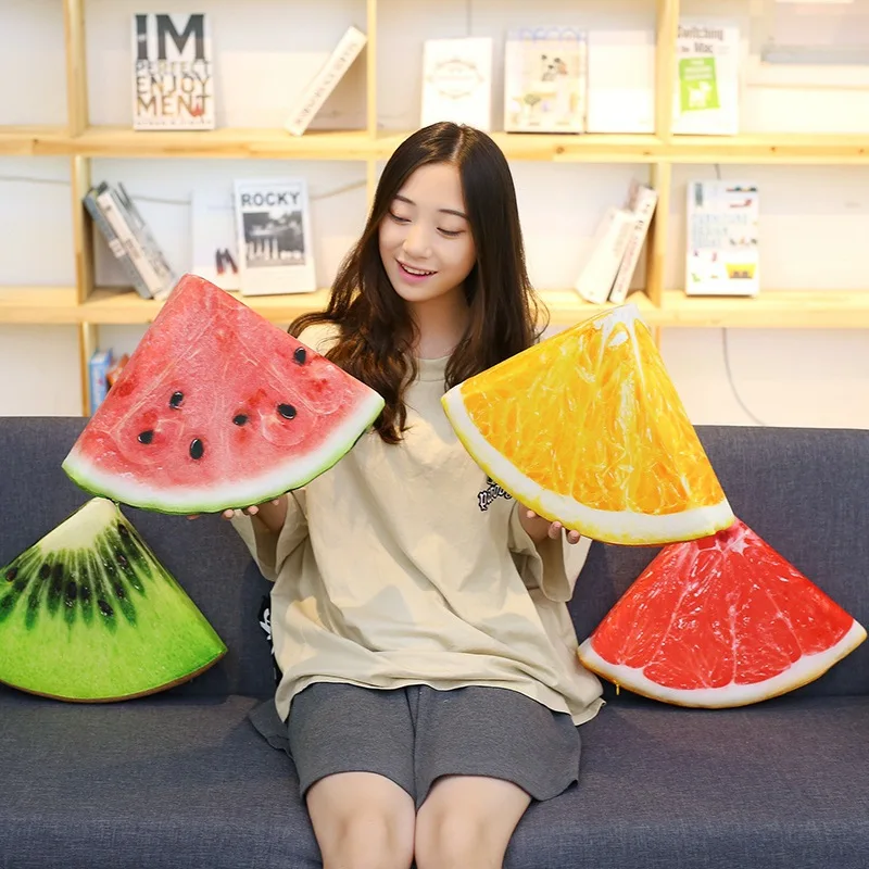

Model Washable Fruit Pillow Creative Watermelon Orange Sofa Cushion Handbag Pendant Gift