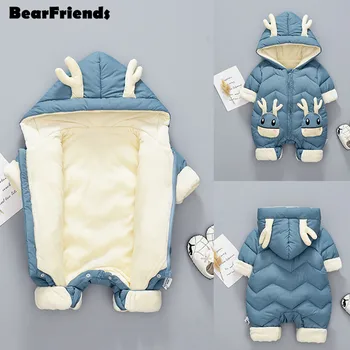 

2020 New born Baby Girl clothes Winter Snowsuit Plus Velvet Thick Baby Boys Jumpsuit 0-3 Years Romper boy Overalls Toddler Coat