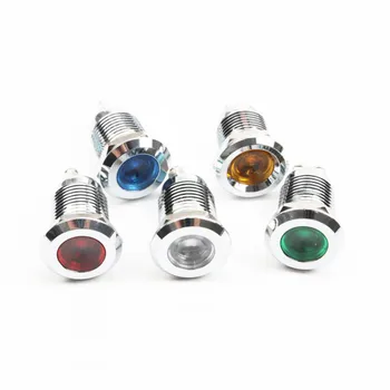 

1pcs 12mm LED Metal Indicator Flat Power Indicator Waterproof Signal Lamp 6V12V24V220V