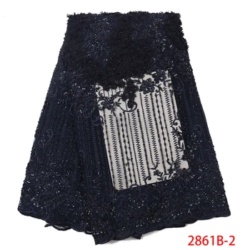 

3D Guipure Flower Cord French Lace Embroidered Pearl Sequin Applique Voile Fabric 2019 Latest Style Hot Sale in Africa AMY2861B