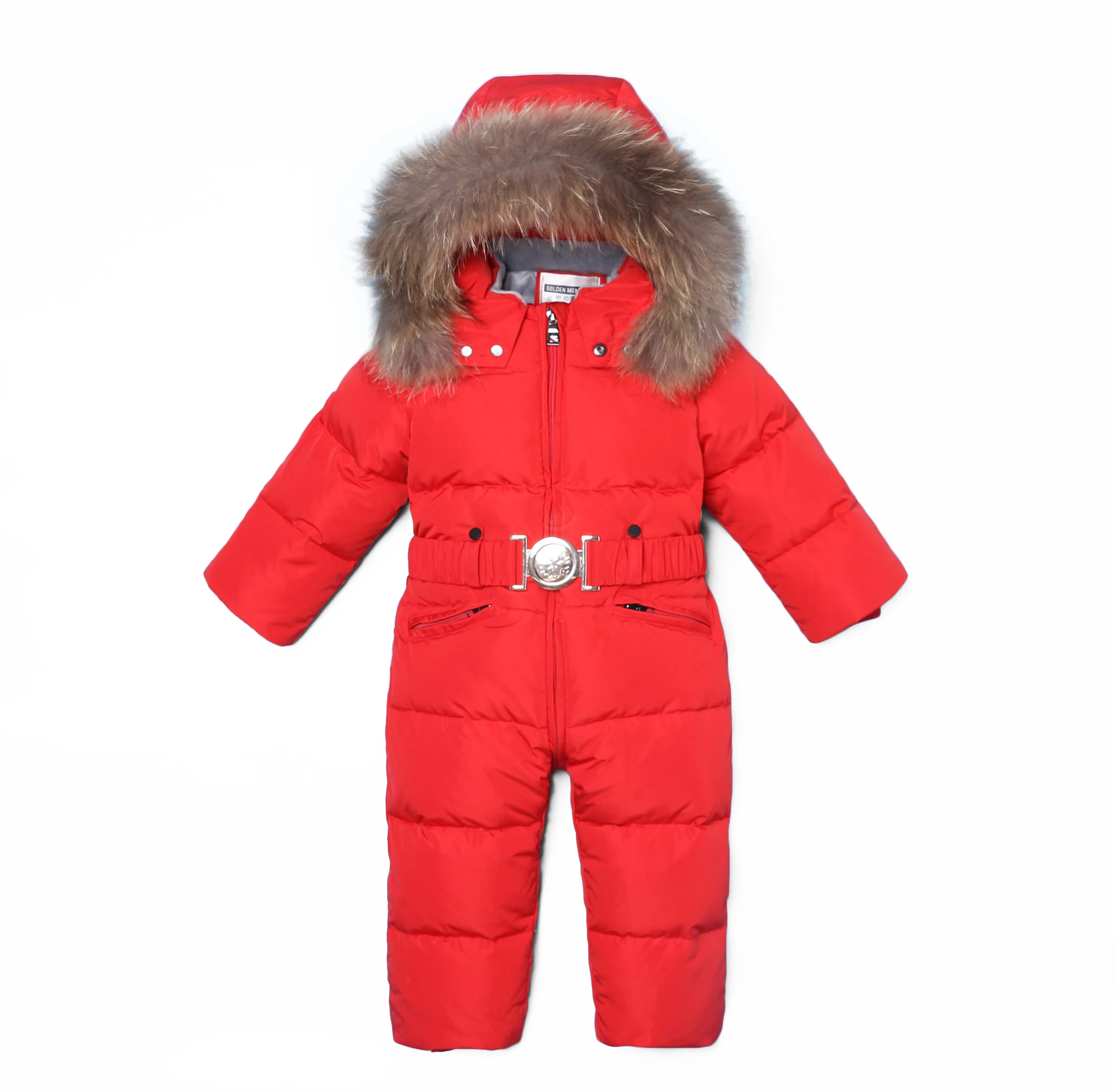 Зимняя Детская куртка-пуховик на температуру до-30 градусов, оранжевый цельный пуховик для мальчиков, фиолетовый лыжный комбинезон для девочек с большим воротником из меха енота