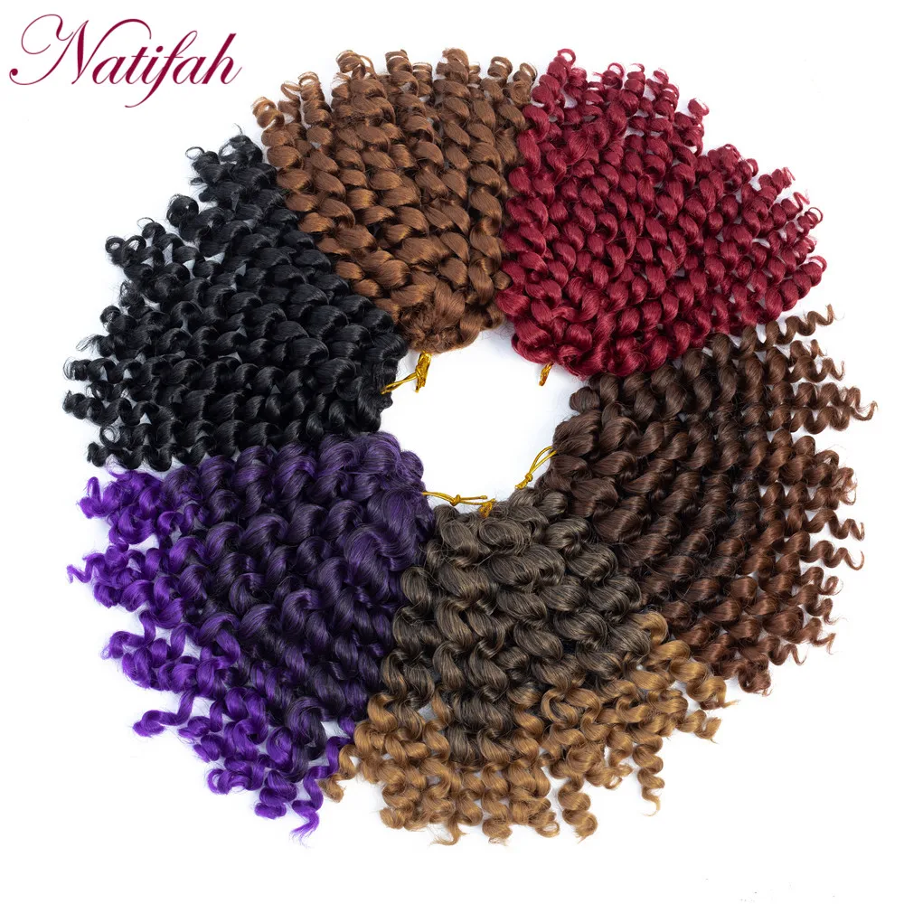 Natifah Jumpy Wand Curl Chrochet Hair Bounce Curl 8 дюймов синтетические плетеные волосы для наращивания Ombre цвет оптом