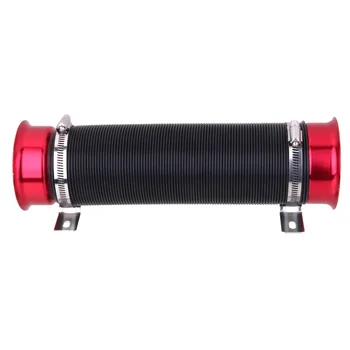 

Universal Adjustable Flexible 76mm Cold Air Intake Induction Pipe Red&Black
