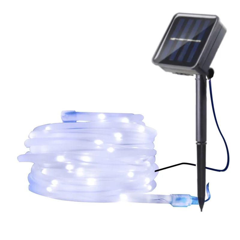White 12m 100 Led Solar Garden Light Outdoor Rope Tube String Lights 50 Led Strip Solar Power Lamp Waterproof Wedding Xmas Fairy Decor - Испускаемый цвет: White