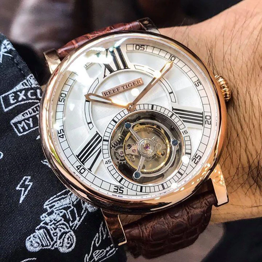 Риф Тигр/RT Повседневное дизайнерские часы для Для мужчин Tourbillon автоматические с