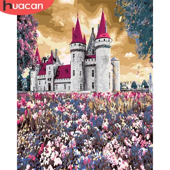 

HUACAN Pictures By Numbers Castle Landscape Drawing On Canvas HandPainted Art DIY Painting By Number Kits Home Decor Gift