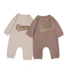 Monos estampados con letras para bebés, niños y niñas de algodón para peleles, monos de manga larga para otoño