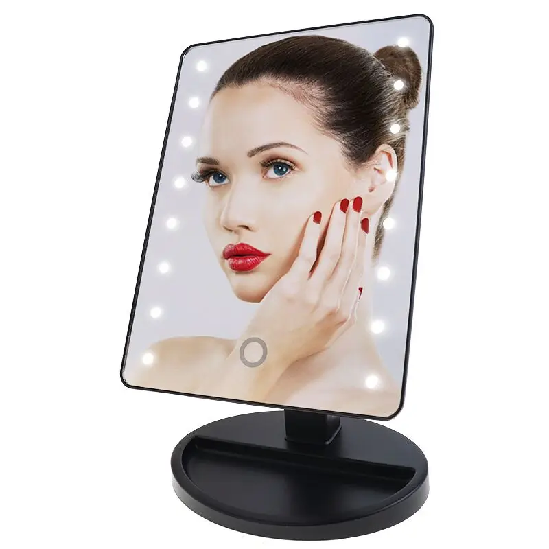 

16 LEDs 360 Degrees Rotation Touch Screen LED Makeup Mirror Desktop Touch Dimmer Mirror USB Line Or Battery Use Beauty Tool