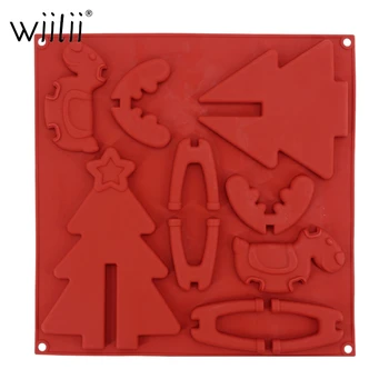 

Christmas Trojan Silicone Chocolate Mold For Cake Decoration Tools DIY Stitching Christmas Tree Cookie Molds Fondant Mould