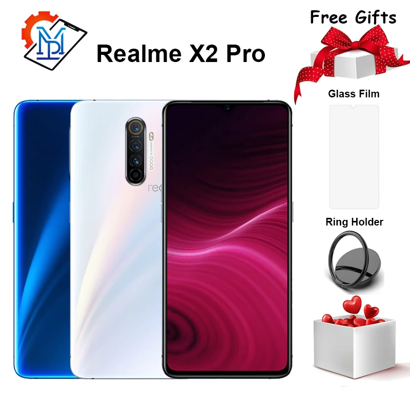 Оригинальный мобильный телефон Realme X2 Pro, 6,5 дюймов, 90 Гц, жидкий экран, 6 ГБ + 64 ГБ, Snapdragon 855 Plus, камера, МП, NFC, смартфон