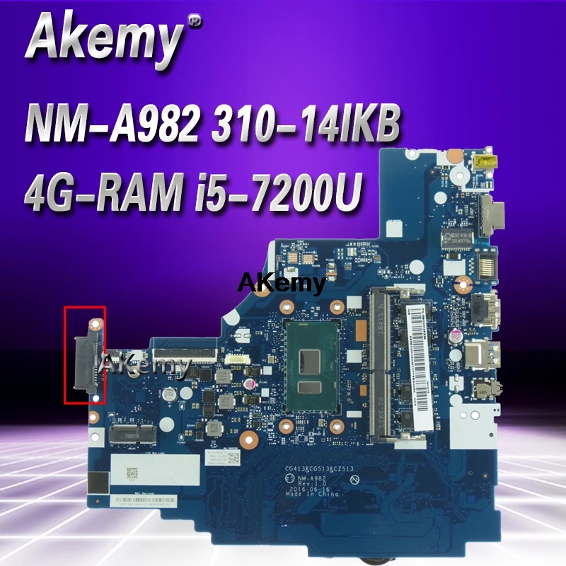 

NM-A982 Laptop motherboard for Lenovo 310-14IKB original mainboard 4G-RAM I5-7200U
