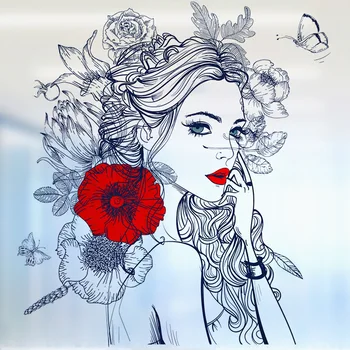 

Window Paper Moving Bathroom Dark Red Girl Can Customize Belt Grinding Glass Film Glass Stickers Room muralation