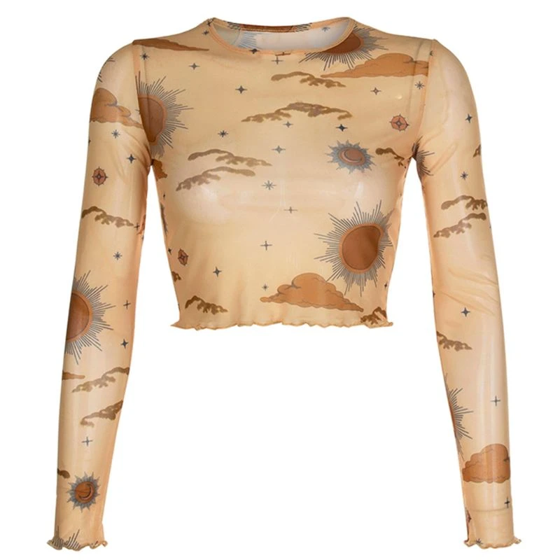 moon and sun mesh top