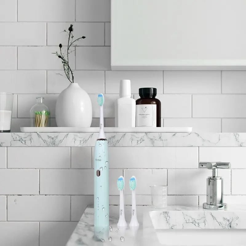 

J785 Electric Toothbrush With 2PCS Replacement Family Set Heads 4 Modes Standard 2 Minutes Timer USB Rechargeable Toothbrush
