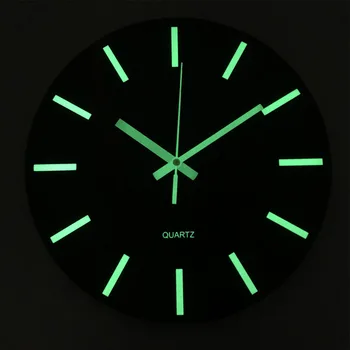 

Silent Battery Operated Easy To Read Hallway Home Decor Office Non Ticking Wooden Glow In Dark Low Noise Luminous Wall Clock