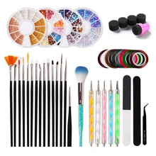Набор для нейл-арта, лента для ногтей, наклейки, стразы, Декор, точечная ручка, пилочка для ногтей, градиентная губка для ногтей, пинцет, набор инструментов для маникюра
